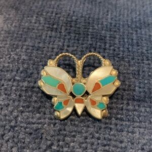 Vintage, signed R A Wallace, Zuni, Indian inlay pin/pendant